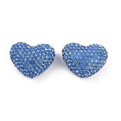 Heart Shaped Polymer Clay Rhinestone Beads