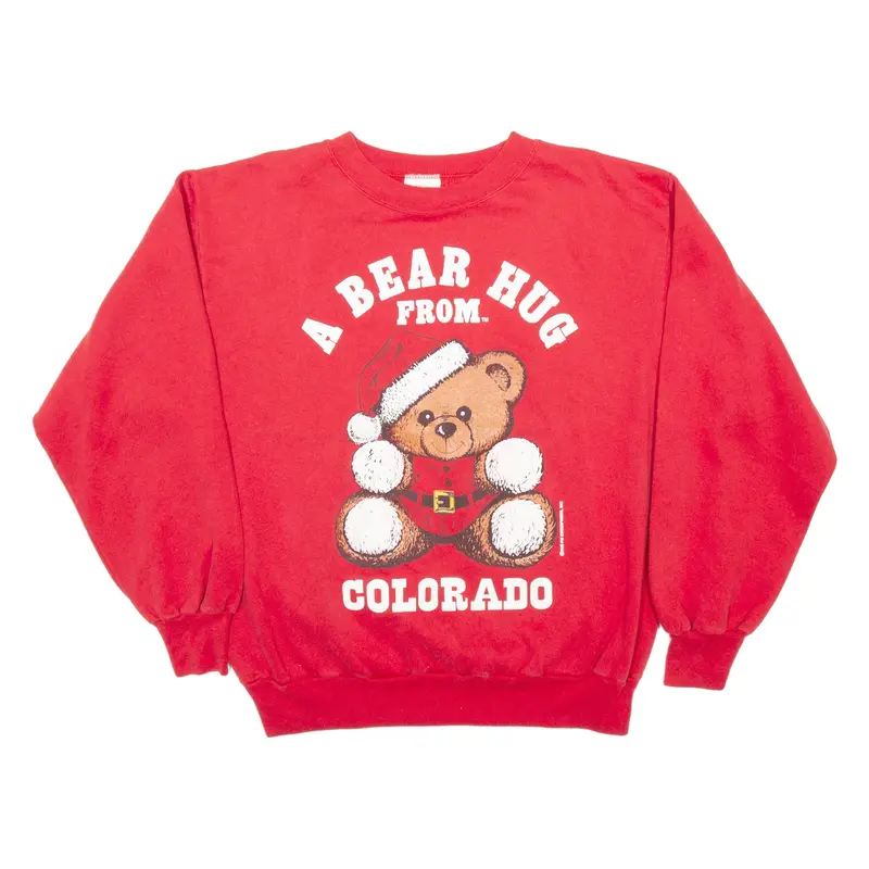 PM A Bear Hug From Colorado Womens Sweatshirt Red USA L