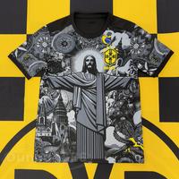 2425 Brazil Black Short Sleeve Special Edition Redeemer Five Star Soccer Jersey