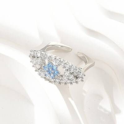 Brass Micro Pave Cubic Zirconia Cuff Rings for Women