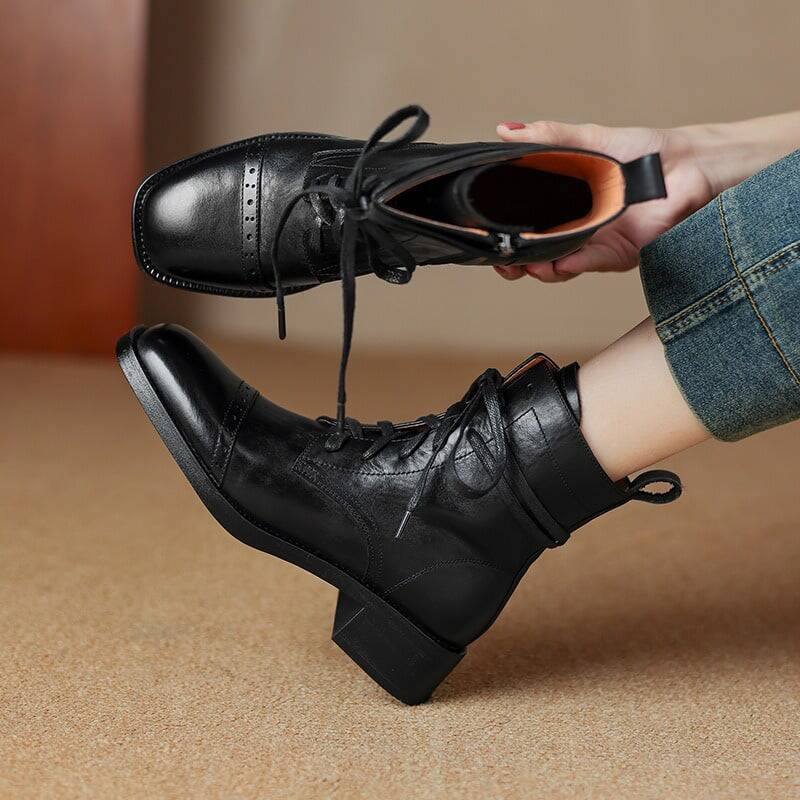 CHIKO Agnetha Square Toe Block Heels Ankle Boots