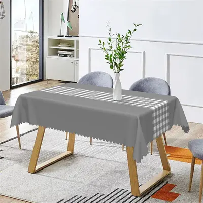 Modern Gingham Indoor Black Rectangle Tablecloth - Aperturee