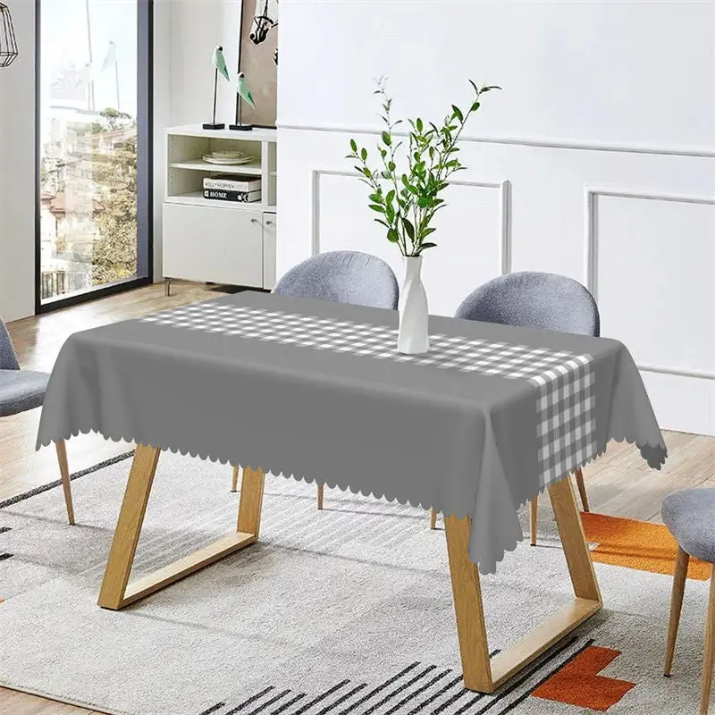 Modern Gingham Indoor Black Rectangle Tablecloth - Aperturee