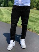 Men's Solid Color Denim Jeans, Casual Comfy Pocket Jeans for Daily Wear, Streetwear Fashion Men's Bottoms for All Seasons, Je...
