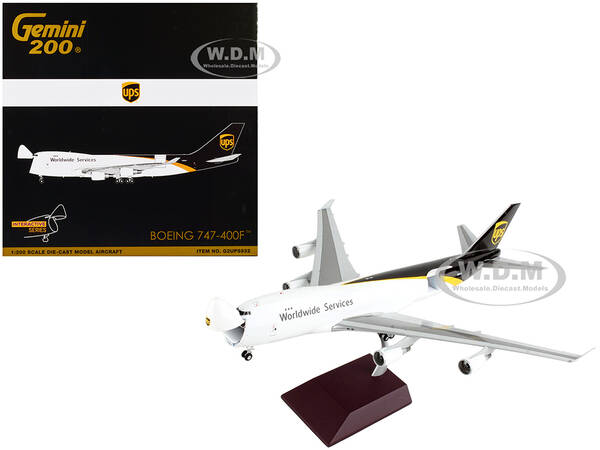 Boeing 747-400F Commercial Aircraft UPS Worldwide Services White with Brown Tail Gemini 200 - Interactive Series 1/200 Diecas...