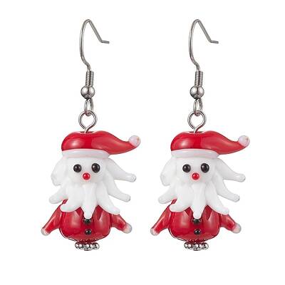 Christmas Theme Glass Dangle Earrings