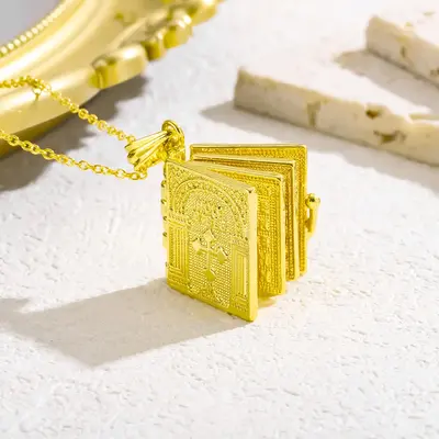 ãAileen jewelryãOpenable Bible Book Bible Religious Cross Necklace Pendant Retro niche creative bible necklace holiday g...