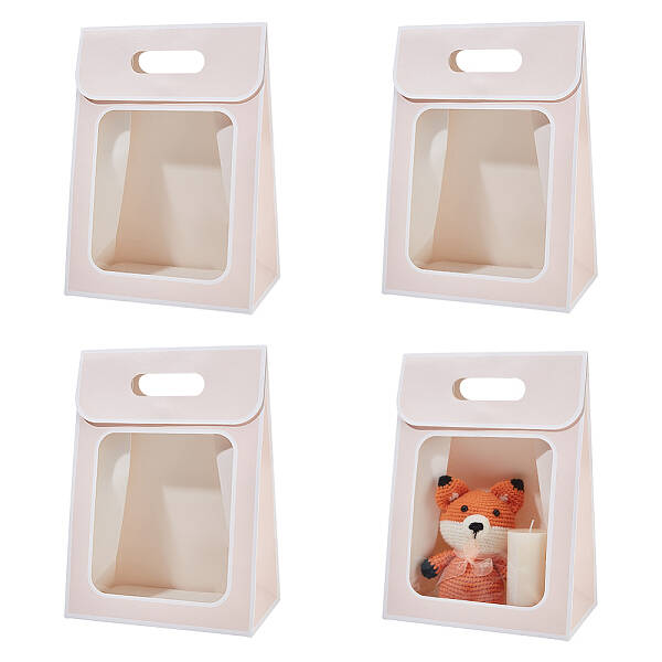 Folding Paper Gift Bags with Window