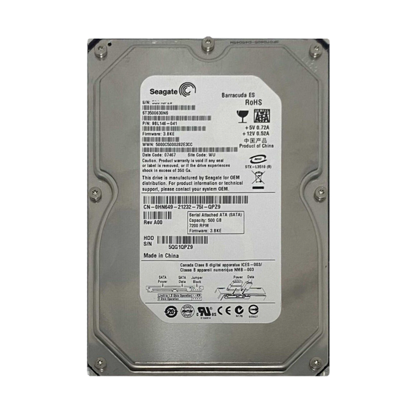 9BL146-041 Seagate BarraCuda ES Series 500GB 7200RPM SATA 3Gb/s 16MB Cache (512) 3.5-Inch Hard Drive