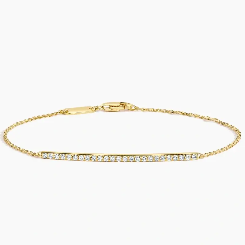 18K Gold 1/4 CT Diamond Bar Bracelet