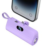 5000mAh Portable Mini Power Bank with Built-in Cables, Mobile Power Bank Charger with LED Digital Display & Flashlight, Suit...