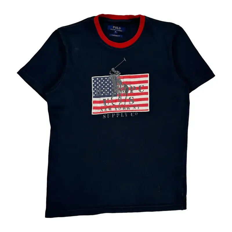 Ralph Lauren Graphic T-Shirt - XL Navy Cotton Blend