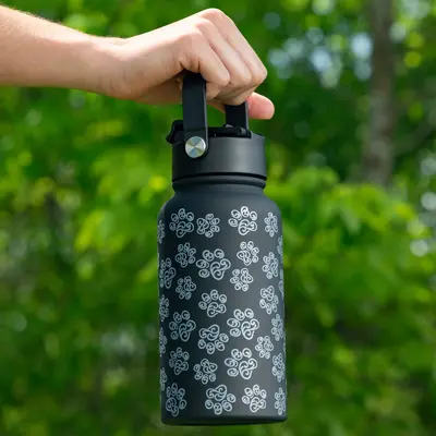 Double Wall Stainless Steel Paw Print Tumbler - 22 oz - Neon Grid Paws