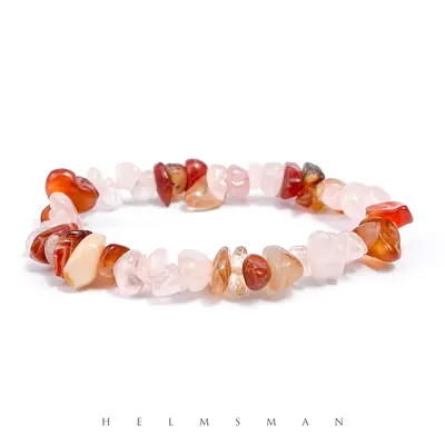 [Direct Buy] 1 Count Rose Quartz with Carnelian Chip Bracelet
