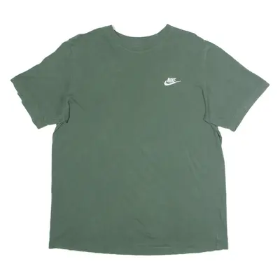 NIKE Mens T-Shirt Green Crew Neck L