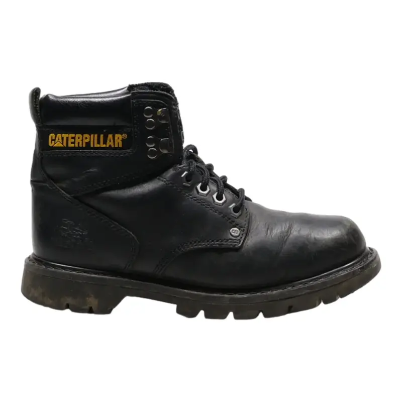CAT Lace-Up Boots Black Leather Mens UK 6