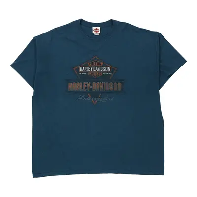Olathe Kansas Harley Davidson Graphic T-Shirt - 2XL Blue Cotton