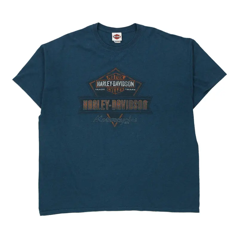 Olathe Kansas Harley Davidson Graphic T-Shirt - 2XL Blue Cotton
