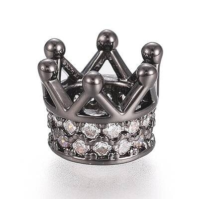 Brass Micro Pave Cubic Zirconia Beads