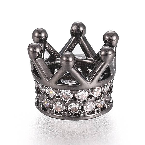 Brass Micro Pave Cubic Zirconia Beads