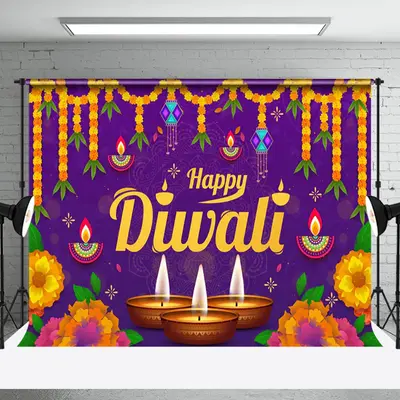 Aperturee India Wreath Fuchsia Flower Mandala Diwali Backdrop - Aperturee