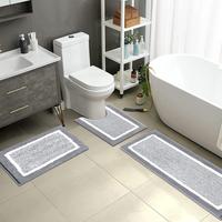 Bathroom Rug Sets, Non Slip, Absorbent Microfiber, Soft Farmhouse Bathroom Rug, Includes U-Shaped Toilet Mat, Shower, Machine...