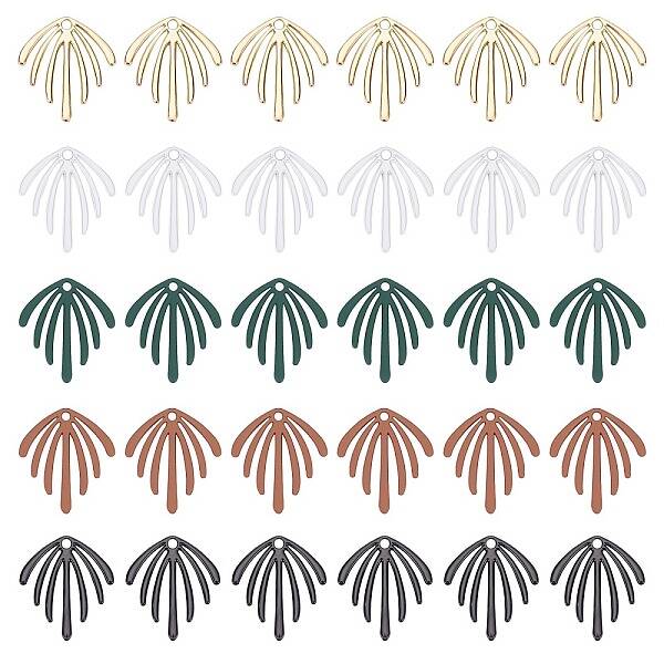 BENECREAT 30Pcs 5 Style Hollow Leaf Charms Oranaments Pendants