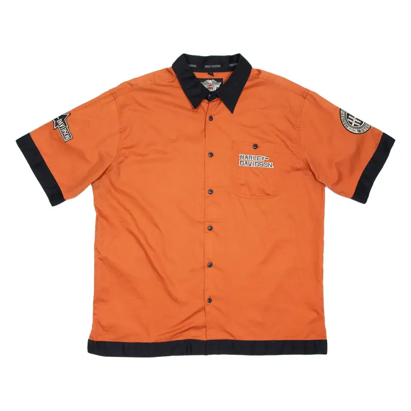 HARLEY DAVIDSON Mens Plain Shirt Orange XL