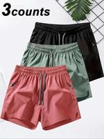 Men's Solid Zipper Pocket Shorts, Regular Fit Casual Quick Drying Shorts for Gym Workout Running, Men's Bottoms for Summer,  ...