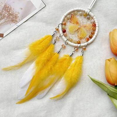 Woven Net/Web with Feather Pendant Decorations