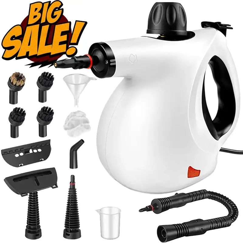 Multi-Surface Steam Cleaner Tool,12Accessory,with Detachable Brush Heads,Safety Lock,Multifunctional Portable High-Pressure S...