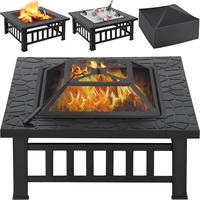 Yaheetech Multifunctional Fire Pit Table 32in Square Metal Firepit Stove Backyard Patio Garden Fireplace for Camping, Outdoor...