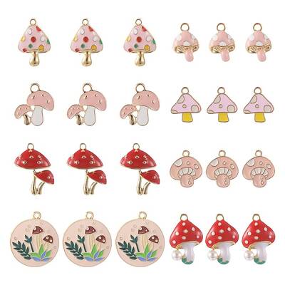 48Pcs 8 Style Alloy Enamel Pendants