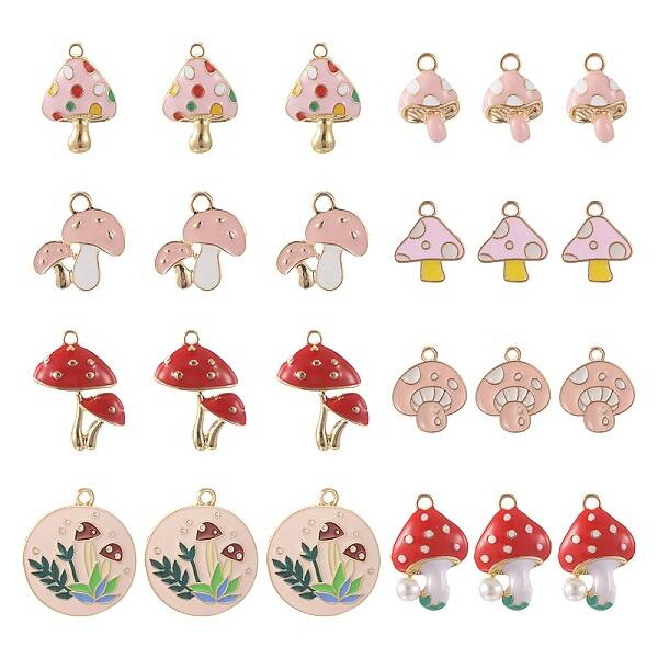 48Pcs 8 Style Alloy Enamel Pendants