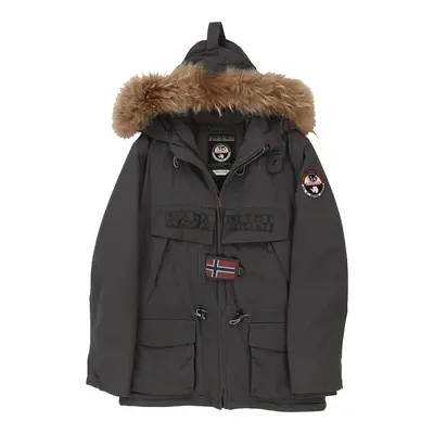 Napapijri Spellout Jacket - Medium Grey Cotton Blend