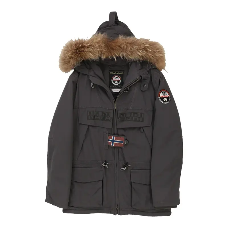 Napapijri Spellout Jacket - Medium Grey Cotton Blend