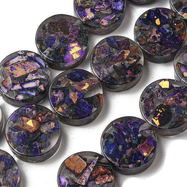 Dyed Natural Imperial Jasper with Resin Beads Strands
