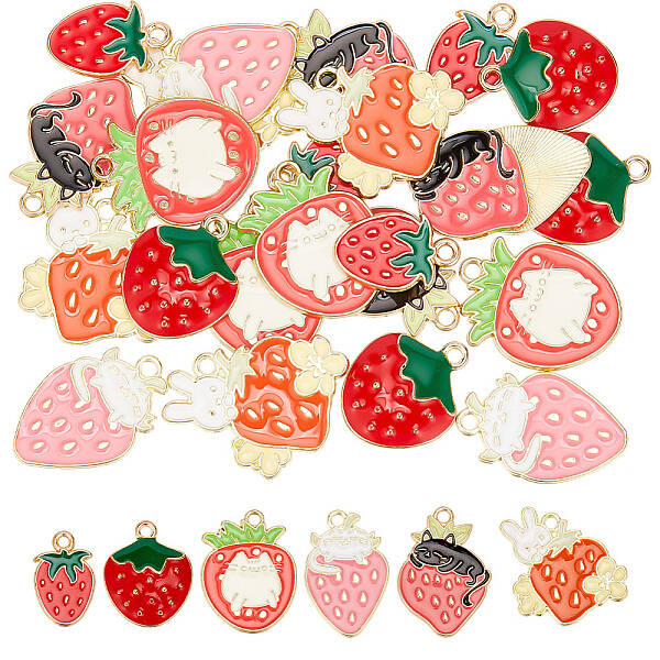 24Pcs 6 Style Zinc Alloy Enamel Pendants