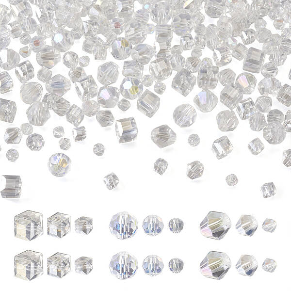 300Pcs 9 Style Electroplate Glass Beads Strands