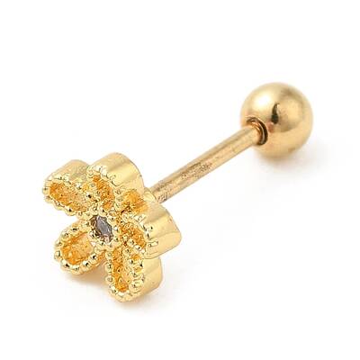 Brass Micro Pave Clear Cubic Zirconia Stud Earrings