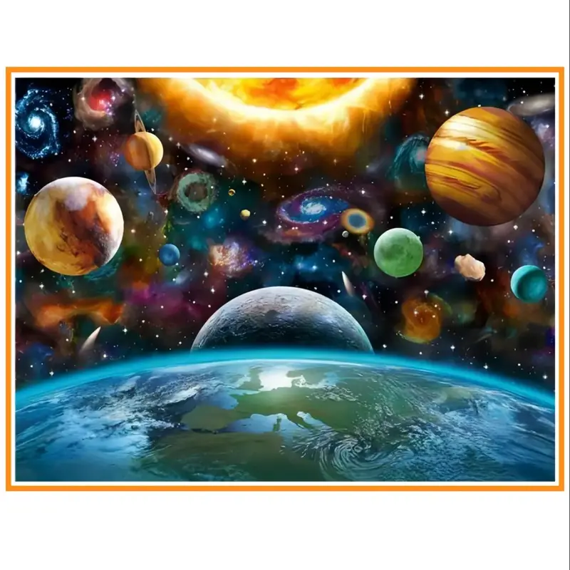 Space Planet Pattern DIY Diamond Painting Kit Without Frame, 1 Count Artificial Diamond Painting by Numbers Kits, Home & Offi...
