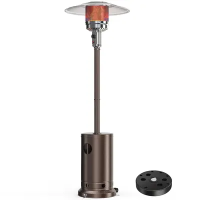48,000 BTU Propane Patio Heater with Tabletop, Double-Layer Stainless Steel Burner and Safety Protection System, Ideal for Ou...