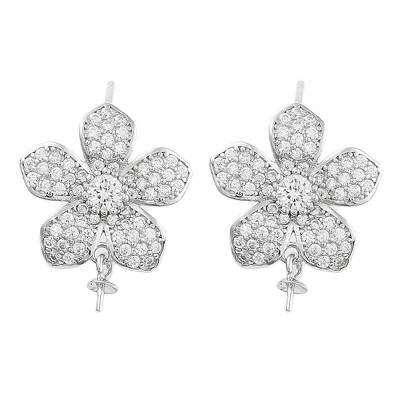 925 Sterling Silver with Cubic Zirconia Stud Earrings Findings