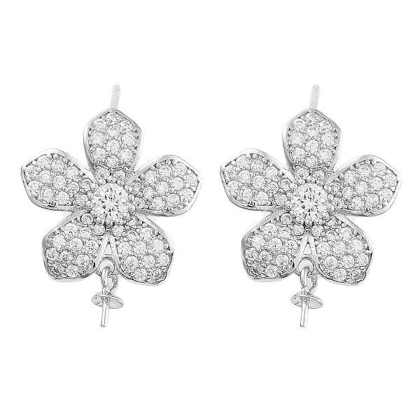 925 Sterling Silver with Cubic Zirconia Stud Earrings Findings