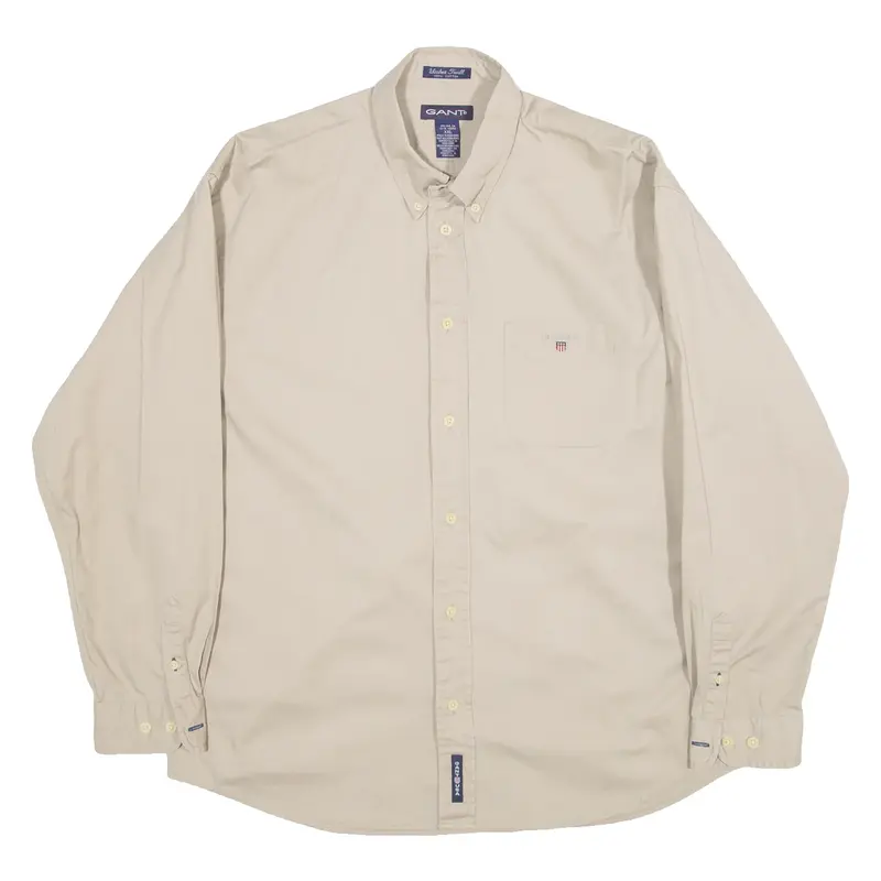 GANT Mens Plain Shirt Brown Long Sleeve 2XL