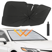 JOYTUTUS Universal Windshield Sun Shade Umbrella - Foldable UV Protection with 360° Rotatable Handle for Mini Cars & Hatchba...