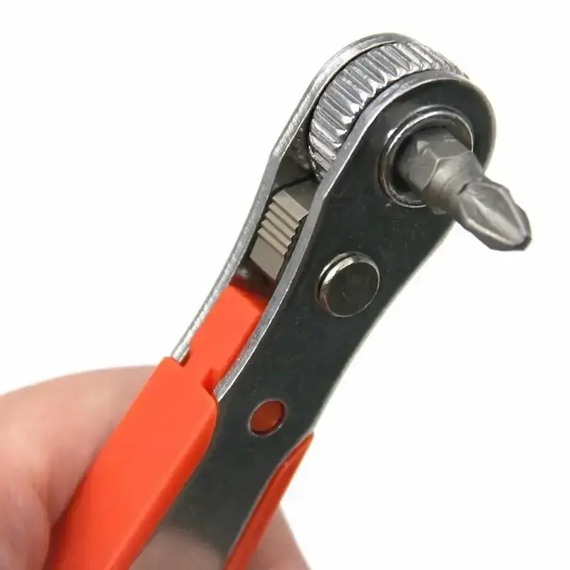 Multifunctional Ratchet Screwdriver, 1 Set Carbon Steel Screwdriver Bit Set, Double-directional Magnetic Wrench
