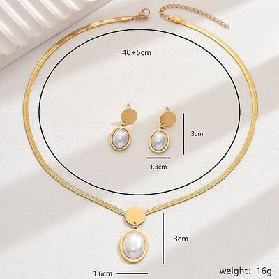 Stylish Stainless Steel Snake Chain Necklace & Stud Earrings for Women