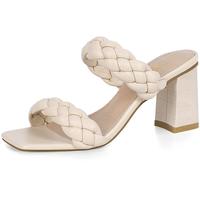 Athlefit Women's Braided Heeled Sandals Strappy Square Open Toe Heels Backless Mules Slip On Block Heels Footwear Walking Sho...