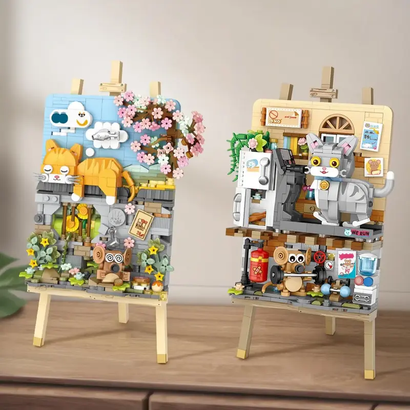 1Count Lizhi LOZ small particle building blocks, daily lying flat for cats, 787PCS prohibited from rolling inward, 746PCS 3D ...